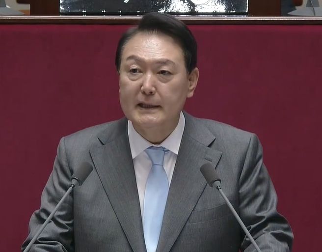 윤석열 대통령 국회 시정연설<br>
<br>
<br>
(KTV 방송화면캡춰)
