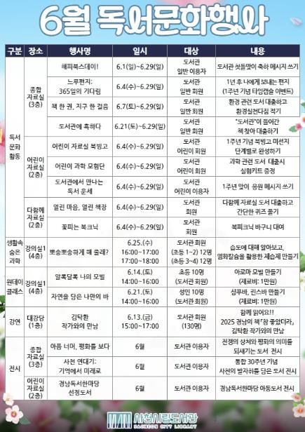 사천시립도서관, 개관 1주년 기념 독서문화행사 개최