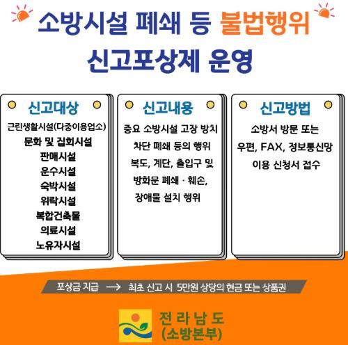 나주소방서, 소방시설 불법행위 신고포상제 상시 운영