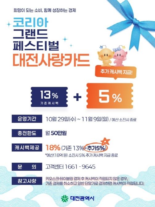 ’ 대전사랑카드 18% 특별 할인 이벤트