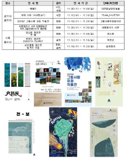 천안문화재단 11월 한 뼘 갤러리 전시 홍보문.