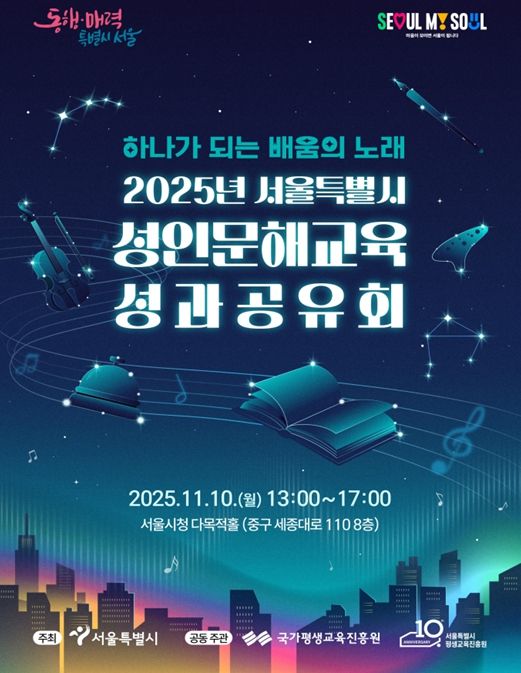 '2025년 서울특별시 성인문해교육 성과공유회' 포스터