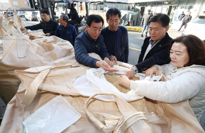 산내농협 경제사업장에서 ‘2025년산 공공비축미곡 건조 벼 매입’이 진행되고 있다.