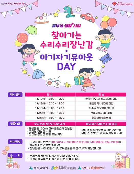우리아이, 행복 배달 사업(프로젝트) ‘찾아가는 장난감·유아옷 데이(DAY)’ 운영
