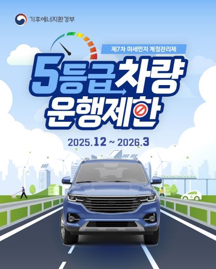 제7차 미세먼지 계절관리제 5등급 차량 운행제한 홍보 포스터