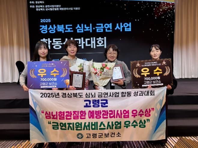고령군보건소, 경상북도 금연지원서비스사업 및 심뇌혈관질환예방사업 ‘우수 기관상’ 수상