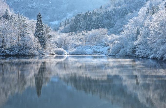 화순 세량제의 겨울아침(정인희 작품).