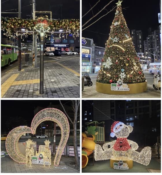 (왼쪽 상단부터 시계방향으로) 그늘막 트리, 중앙대병원 앞 교통섬, 청명어린이공원, 노량진역 인근 모습