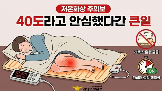 전남소방, 이불 속 '저온화상' 주의보