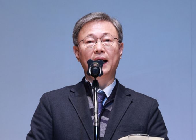 2026년 구로구 시무식에서 장인홍 구로구청장이 신년사를 하고 있다.