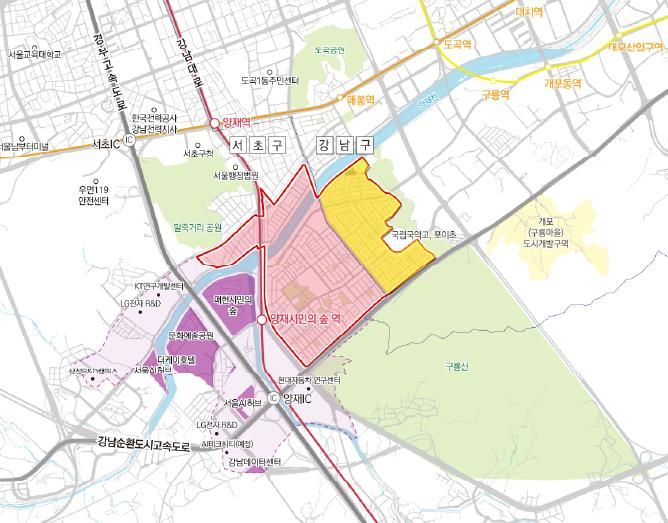 (위치도) 개포ICT특정개발진흥지구(노란색)