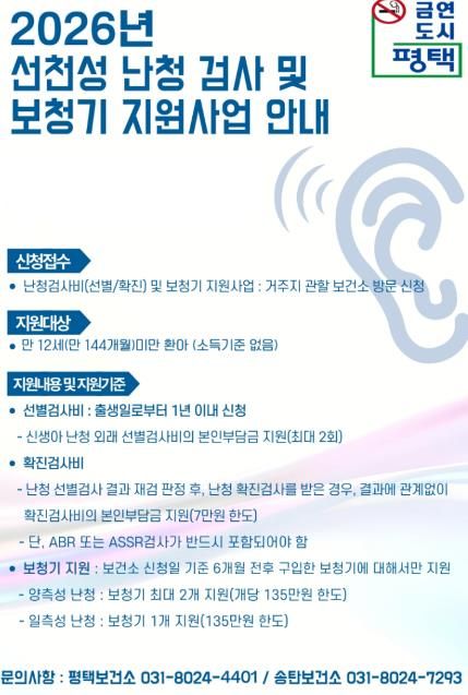 평택시, 12세 미만까지 보청기 지원 확대