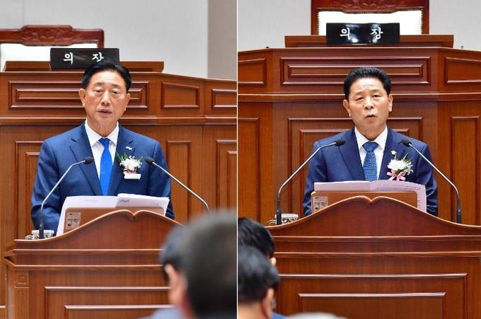 좌측부터 김한종 장성군수, 심민섭 장성군의회 의장.