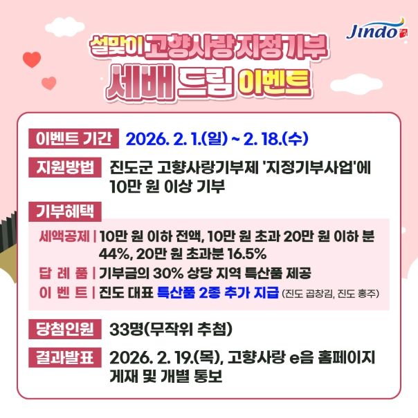 설맞이 고향사랑기부제 ‘세배 드림 이벤트’ 안내문