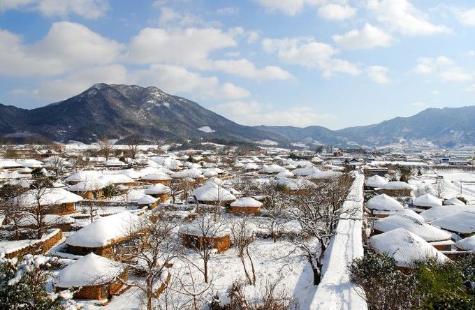 낙안읍성 설경.