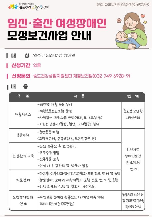 임신·출산 여성장애인 대상 다양한 모성보건 서비스 지원