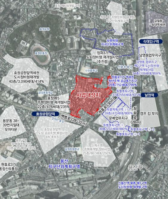 위치도 (용산구 원효로1가 82-1번지 일대)