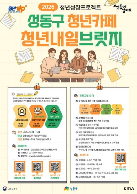 성동구 ‘청년내일브릿지’ 프로그램 안내문