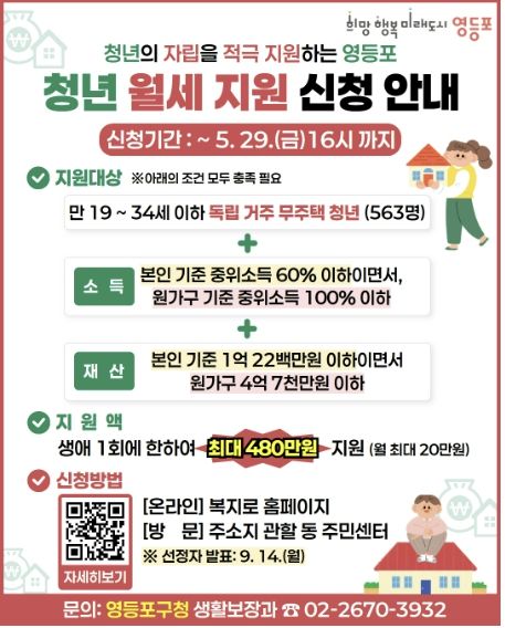 영등포구 청년월세 지원사업 홍보 포스터