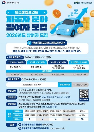 ‘탄소중립포인트(자동차)’ 참여자 추가 모집 포스터.