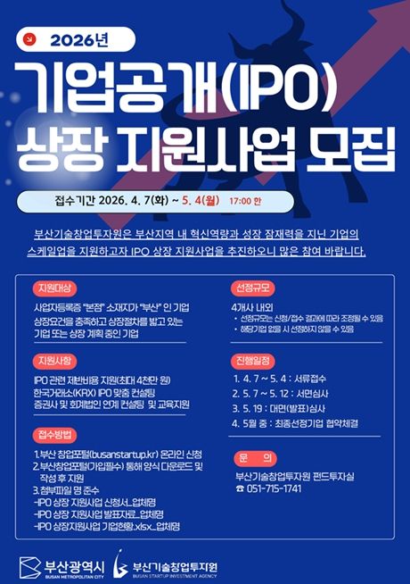 2026년 기업공개(IPO) 상장 지원사업 참여기업 모집