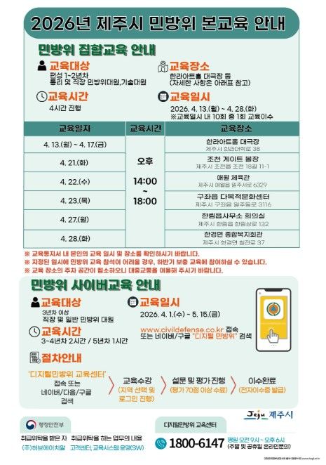 ‘2026년도 민방위 본교육’ 안내문