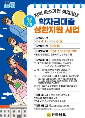 중소기업 취업 청년 학자금대출 상환 지원 홍보물